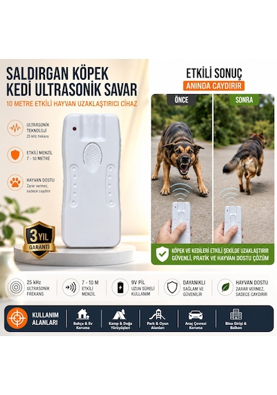 Saldırgan Köpek Kedi Ultrasonik Savar 10 Metre Etkili Uyarıcı