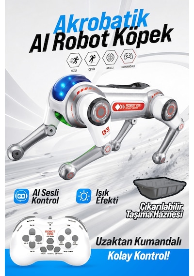 Blıc Brb1 Aı Akıllı Robot Köpek 2.4ghz Uzaktan Kumandalı Sesli Komutlu Rgb Işıklı Akrobatik Programl