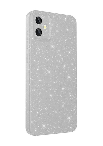Kilifone - Samsung Uyumlu Galaxy A05 - Kılıf Simli Kamera Korumalı Koton Kapak - Gümüş