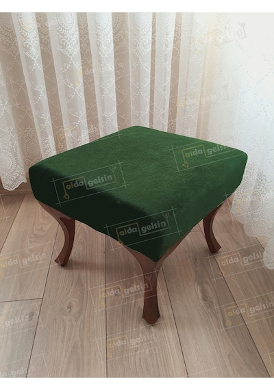 Ayak Ucu Kapı Önü Antre Düz Bench Puf Ceviz Ayak Yeşil