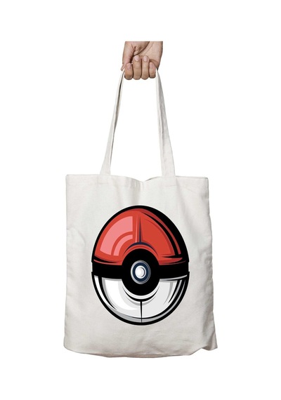 Art Hediye Pokemon Pokeball Gotta Catch Em All İki Tarafı Kalıcı Baskılı Yıkanabilir Okul Plaj Omuz Bez Çantası Çok Renkli