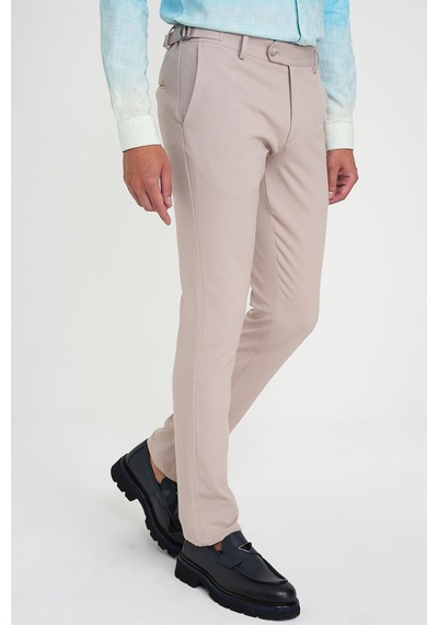 Efor Comfort Fit Beli Lastikli Yandan Tokalı Esnek Bej Jogger Pantolon P 1178 Bej