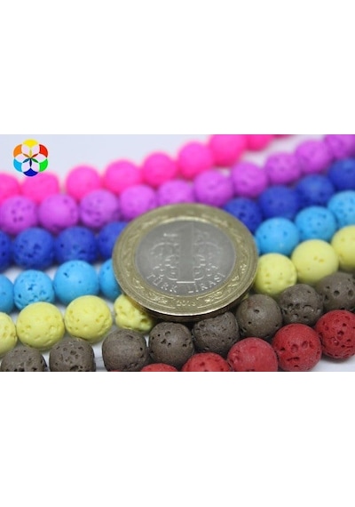 Lav Taşı Toprak Renkli YARIM Dizi 8mm (18cm uzunluğundadır)