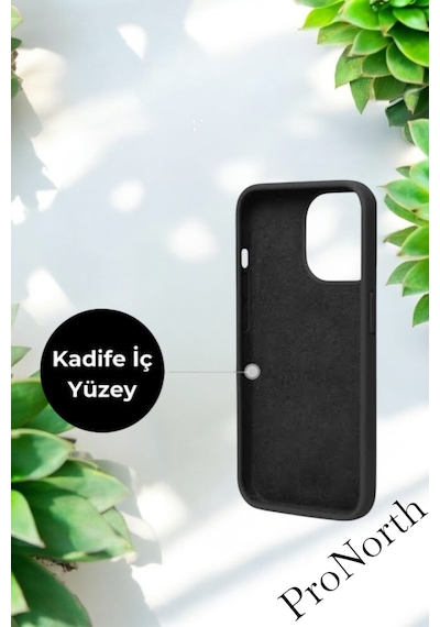 Iphone 16 Pro Max Uyumlu Kılıf Logolu Lansman Soft Yumuşak Içi Kadife Silikon Kapak Siyah
