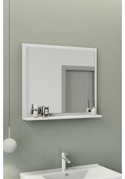 Biani Fix Arya 85 Cm Banyo Dolabı,Seramik Lavabolu, Aynalı,Lavabo Dahil,Mdf,Mat Beyaz