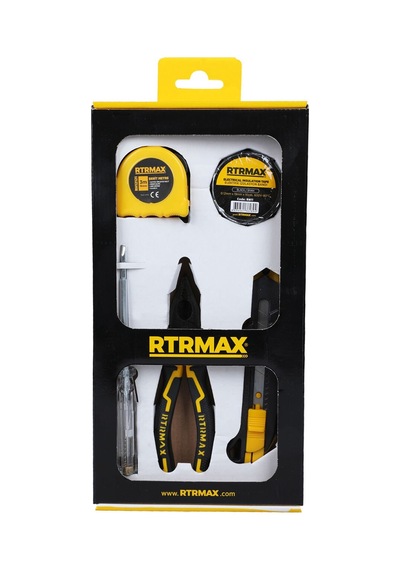 Rtrmax RTK7003 El Aleti Seti 5 Parça (Pense-Kontrol Kalemi-Elektrik Bandı-Metre-Maket Bıçağı)