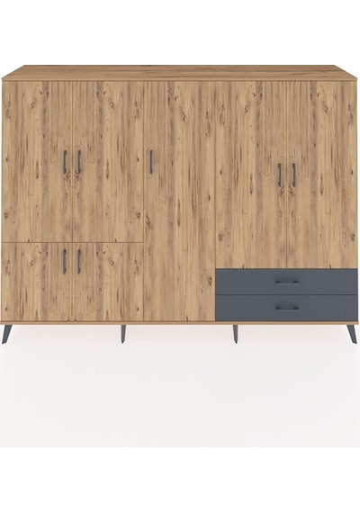 Hyperion Dolap 12 Raflı 2 Çekmeceli 7 Kapaklı 220x44x163 Çam-çam/ Çam-çam/antrasit Hyperion Dolap 12 Raflı 2 Çekmeceli 7 Kapaklı 220x44x163 Çam-çam/ Çam-çam/antrasit