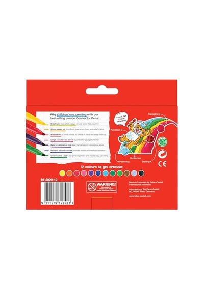 Faber-castell Eğlenceli Jumbo Keçeli Kalem,12'li, 12 Renk 124-Pembe