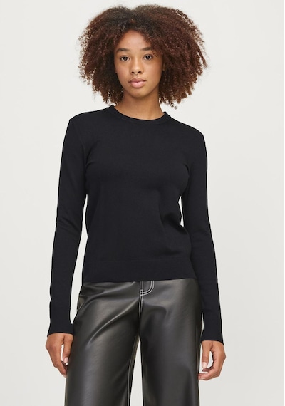 Jack & Jones Kadin Bisiklet Yaka Uzun Kollu Kazak - Cara 12255368 Black Kırmızı
