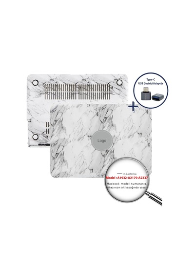 Macbook Air M1 Kılıfı A2337 Uyumlu 13 İnç Premium Deri Kaplama Mermer Desenli Hard Case A2179 A1932 Sert Koruyucu Kapak Çizilme Ve Darbe Koruma Kılıfı Beyaz Belirtilmemiş