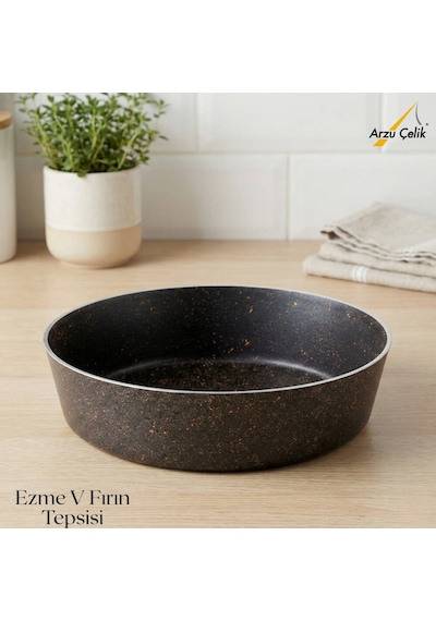 28 Cm Granit Ezme V Fırın Tepsisi - Siyah Siyah