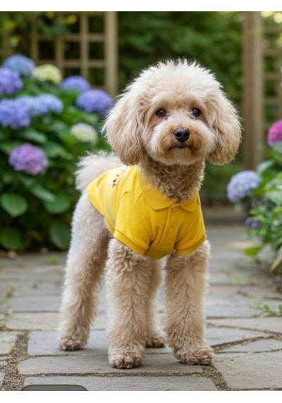 Miniş Yellow-black Küçük Irk Köpek Pike Kumaş Polo T-shirt-21583