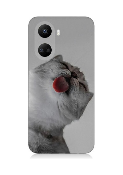 Huawei Nova 10 Se Uyumlu Dilini Çıkaran Kedi Desenli Silikon Kılıf