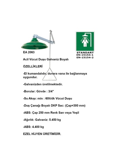 Vücut Duşu Tavana Monte Galvaniz Boyalı