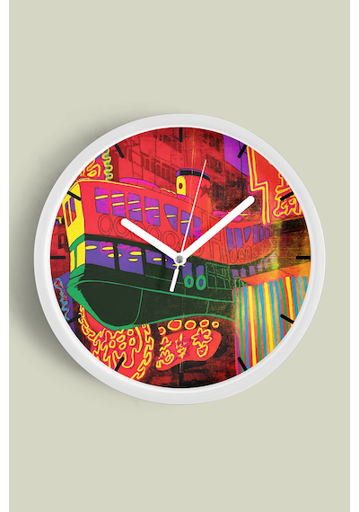Neon Düşler Modern Tasarım Duvar Saati - 35cm - Önü Camlı Beyaz Kasa - Sessiz Mekanizma Beyaz