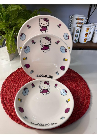 6 Parça Hello Kitty Model Çocuk Yemek Takımı Beslenme Seti Çok Renkli