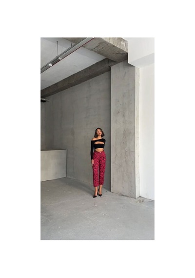 Verymoda Leopar Desenli Pantolon F1788 Fujya Siyah