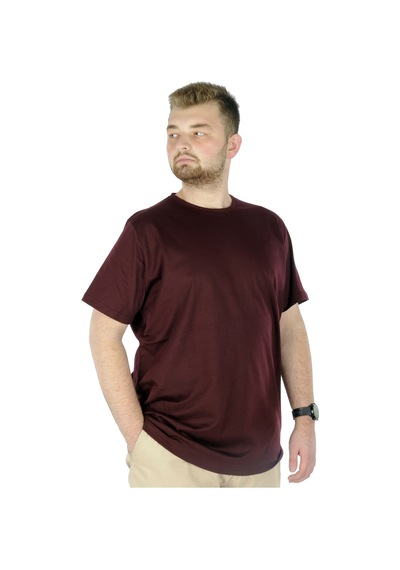 Mode Xl Büyük Beden Erkek Tshirt Bisiklet Yaka Basic 20031 Bordo