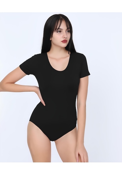 Nbb U Yaka Kısa Kollu Alttan Çıtçıtlı Body/atlet -2945 Siyah