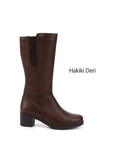 Gönderi(R) Gönderir Kadın Kahve Antik Fermuarlı Kalın Topuklu Hakiki Deri Çizme Gkzc134gn514 Kahverengi