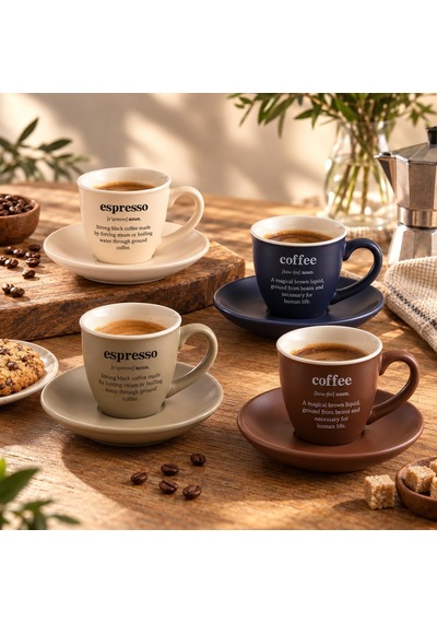 Earth 2'li 90 Cc Porselen Espresso Kahve Fincan Takımı Asorti Set Diğer