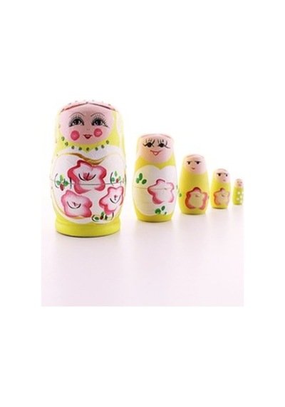 Ahşap Tombul Iç Içe Matruşka Bebek Sarı Set 5Li Büyük Boy (526847580)