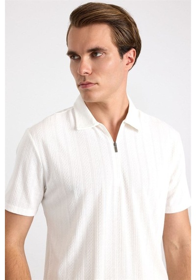 Süvari Beyaz Regular Dikey Çizgili Baskısız Ajurlu Fermuarlı Polo Yaka Tişört Sts1014000015-bey Süvari Beyaz Regular Dikey Çizgili Baskısız Ajurlu Fermuarlı Polo Yaka Tişört Sts1014000015-bey