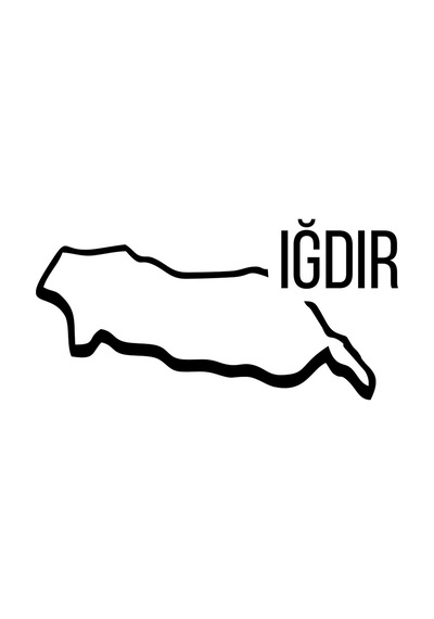 Iğdır Harita Araba Sticker 17x17 Cm Siyah