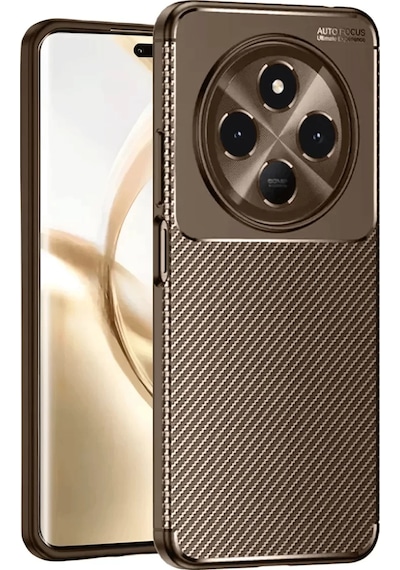 Newface Tecno Spark 30c Kılıf Auto Focus Karbon Kapak - Kahverengi