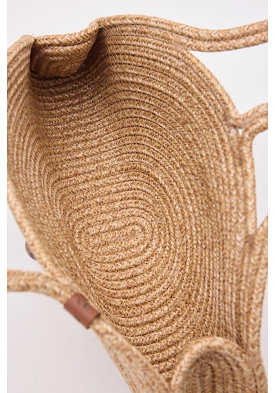 Shule Bags Paper Düğmeli Handmade Hasır Omuz Çantası Vizon Vizon