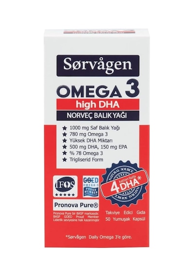 Sorvagen Omega 3 High Dha 1000mg Balık Yağı, 50 Kapsül