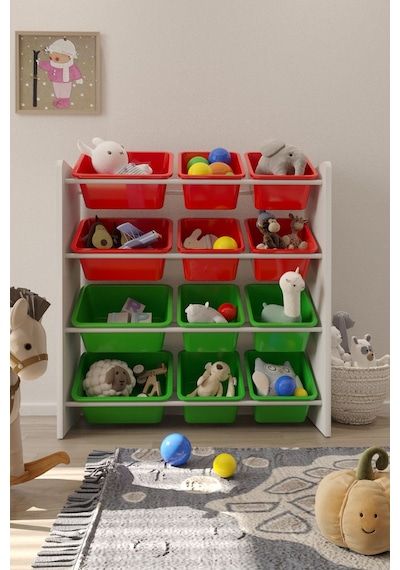 12 Sepetli Çok Amaçlı Oyuncak Dolabı Montessori Dolap Kırmızyeşil Kırmızı - Yeşil 12 Sepetli Çok Amaçlı Oyuncak Dolabı Montessori Dolap Kırmızyeşil Kırmızı - Yeşil