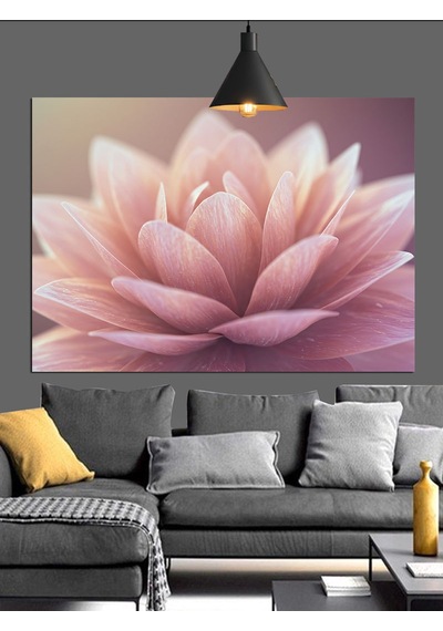 Pembe Lotus Çiçek Dekoratif Kanvas - Mdf Ahşap Tablo