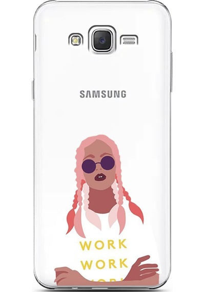 Samsung Uyumlu J7 Pink Hair Tasarımlı Süper Şeffaf Telefon Kılıfı Çok Renkli