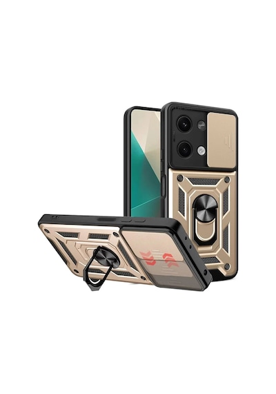 Newface Xiaomi Poco X6 Kılıf Pars Lens Yüzüklü Silikon - Gold Altın