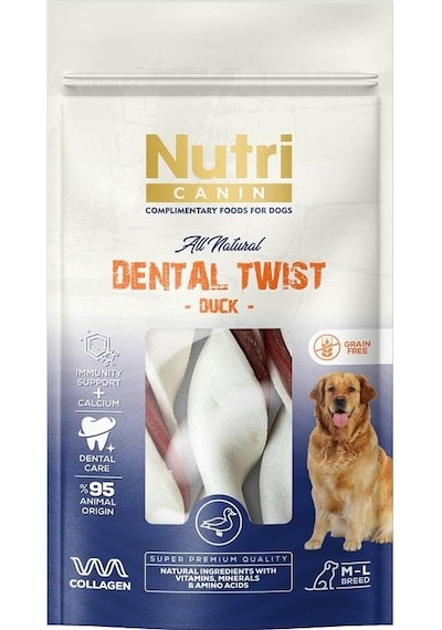 Nutri Canin Dental Twist Ördekli Yetişkin Köpek Ödülü M-L 120 G