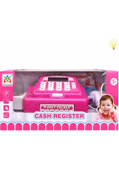 Sesli, Işıklı Dijital  Barkodlu Oyuncak Yazar Kasa ve Aksesuarları -Cash Register Seti