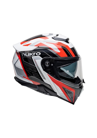 Nukro 937-sv Çene Açılır Motosiklet Kaskı Beyaz - Kırmızı - Siyah
