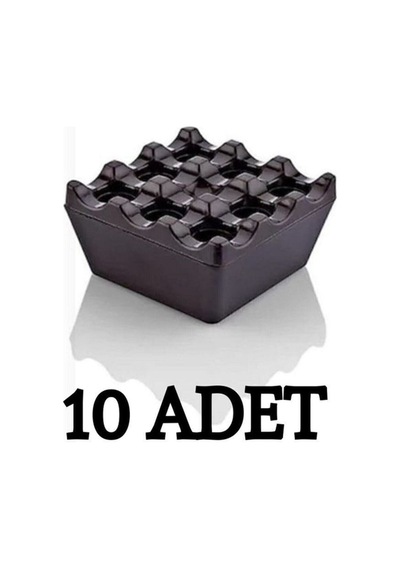 10 Adet Küllük, Izgara Küllük Siyah Melamin, Kül Tablası Plastik Siyah Kare