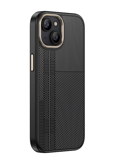 Apple Uyumlu iPhone 15 Kılıf M-safe Şarj Özellikli Karbon Fiber Görünümlü Tchs Antina Kapak - Siyah Siyah