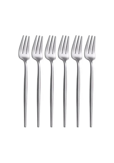 Limon Ve Fondü Çatalı Seti, Gümüş Renk, 6 Parça, Çelik, 13 Cm