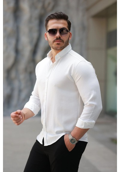 Vexor Erkek Uzun Kollu Gömlek Beyaz
