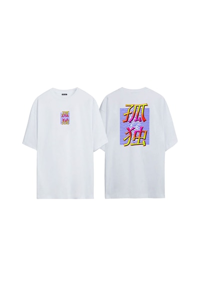 Thewert Unisex Bilinmeyen Zevk Ön Arka Baskılı Beyaz Oversize T-shirt