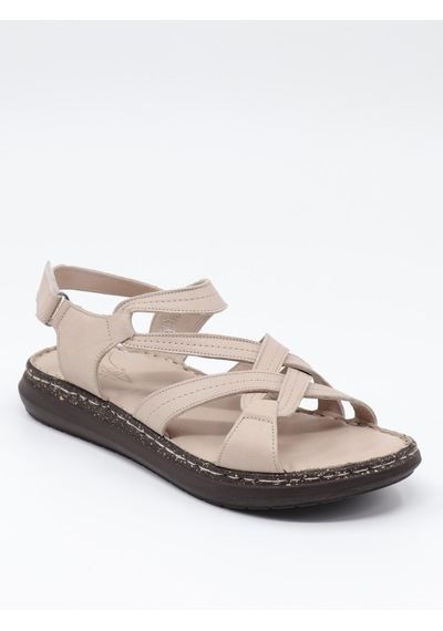 Nesilshoes Nesil Shoes Mns 157 Bej Hakiki Soft Deri Kadın Sandalet