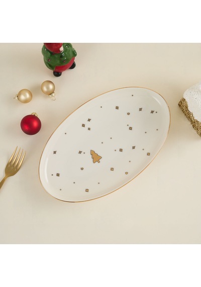 Aryıldız New Year Tree Kayık Tabak 25 Cm Çok Renkli