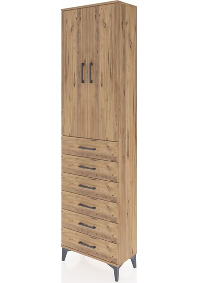 Arges Dolap 3 Raflı 6 Çekmeceli 2 Kapaklı 60x30x221 Çam-çam Çam