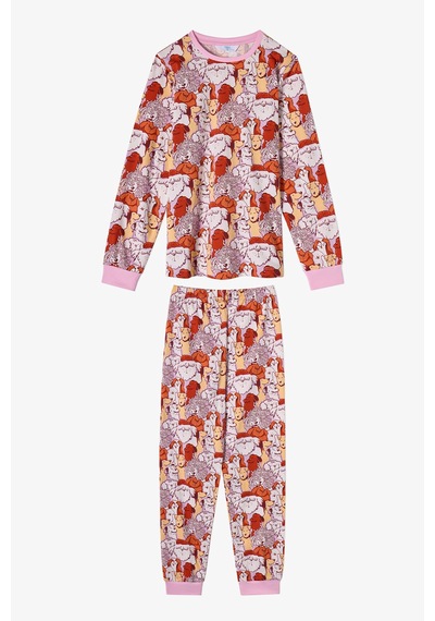 Penti Kız Çocuk Pembe Fur-ever Friends Pamuklu Uzun Kollu 2li Pijama Takımı