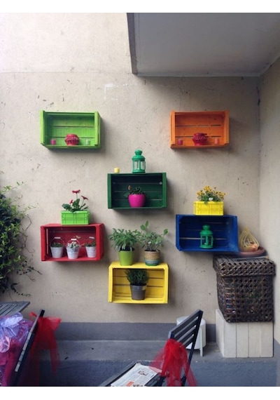 Antinkuntinci Ahşap Kasa Raf Çiçeklik Kitaplık Renkli Mini Kasa (371686393)