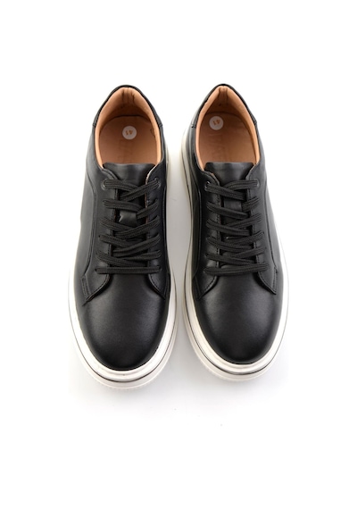 Siyah Hakiki Deri Erkek Sneaker E01595142043 Siyah