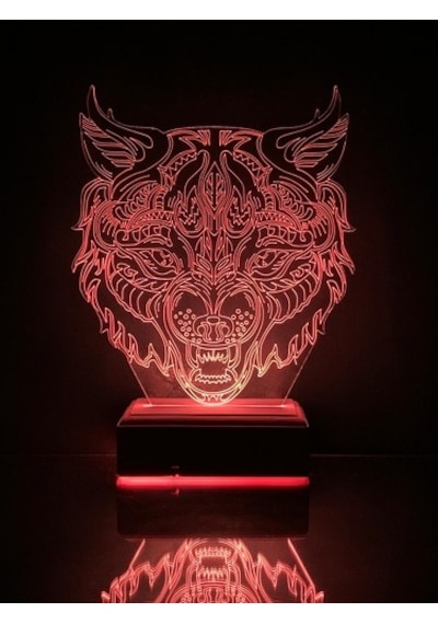 Özel Tasarım Fantastik Kurt 3D Led Gece Lambası Hediyelik Eşya